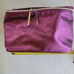 Lancome Very Spacious double zippered makeup case with handle.